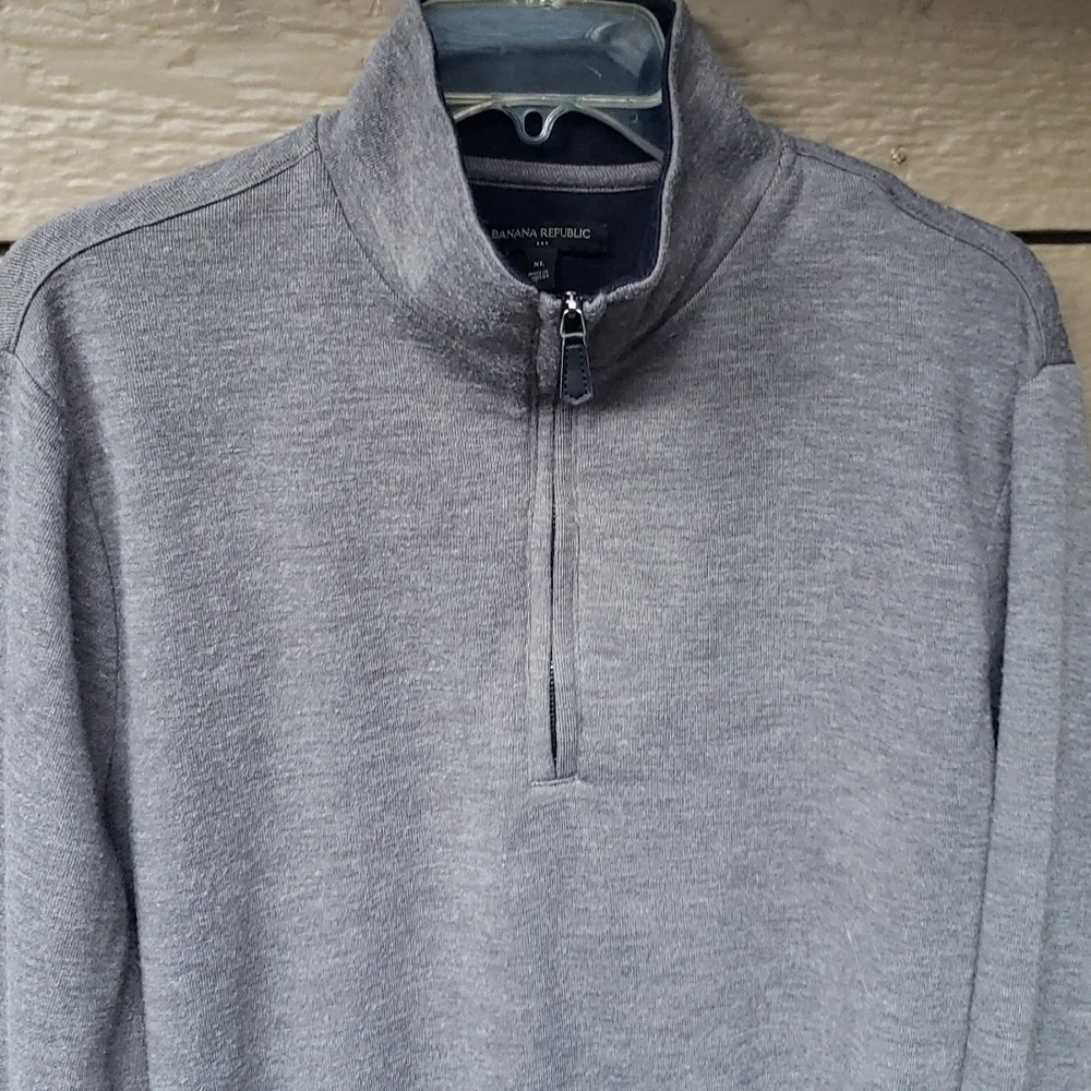 Banana Republic Blue Gray Quarter Zip Pullover  XL knit